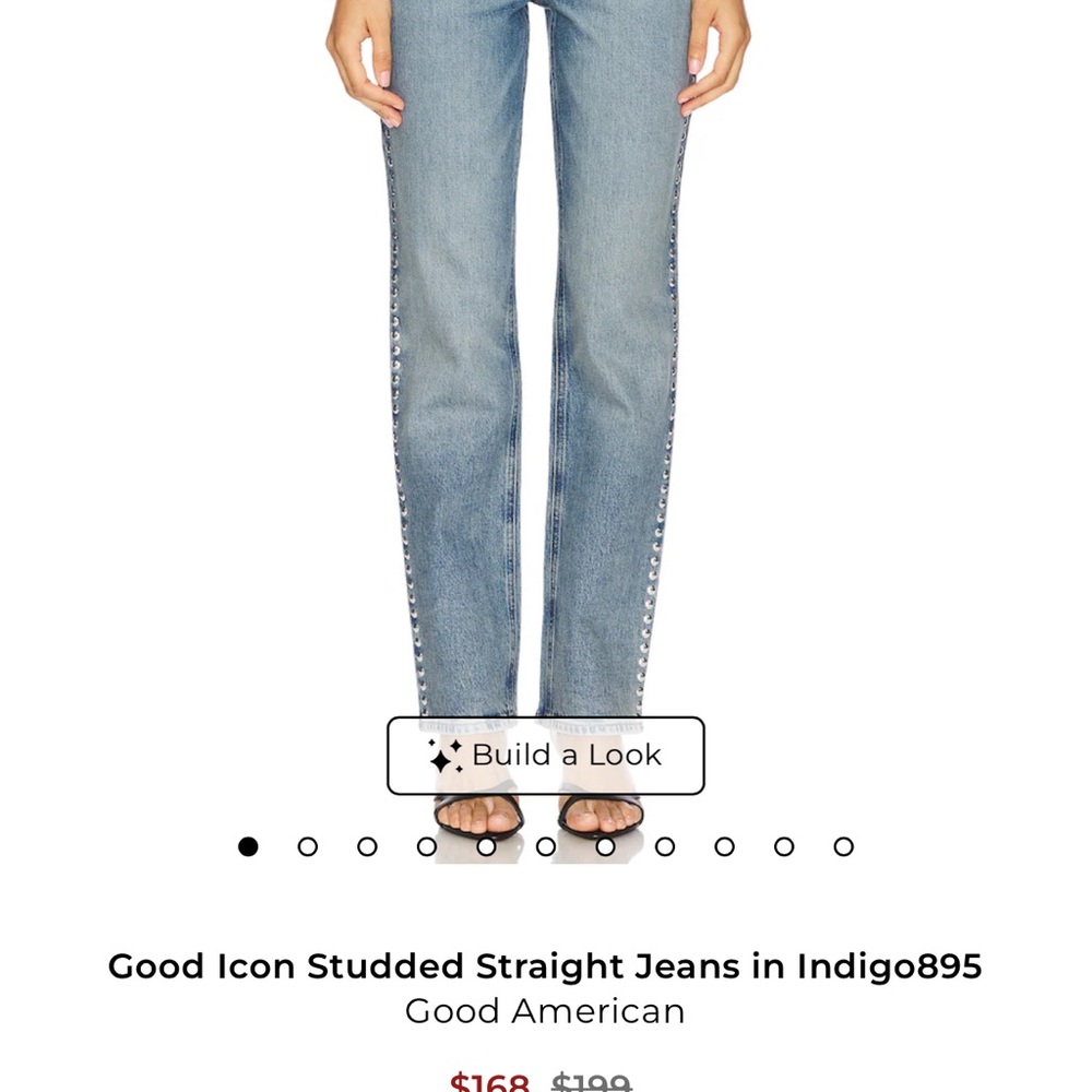 Good American Blue Studded Straight Jeans
